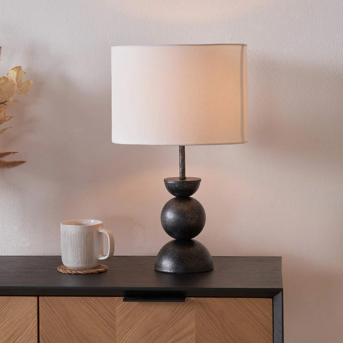 Pacific Lifestyle Vala Graphite Metal Textured Effect Ball Table Lamp - Image 6