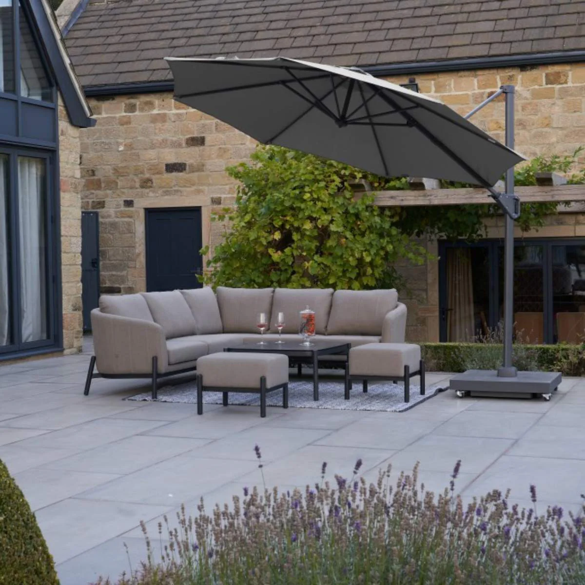 Pacific Lifestyle Voyager T1 3m Round Luna Grey Free Arm Parasol - Image 13