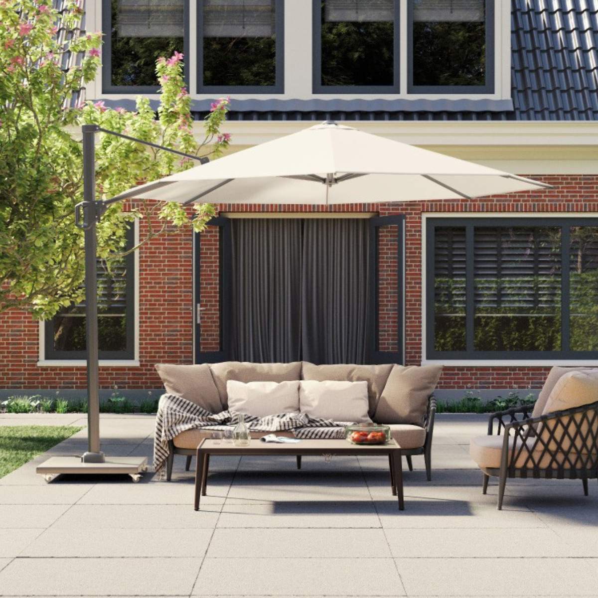 Pacific Lifestyle Voyager T1 3m Round Luna Grey Free Arm Parasol - Image 17