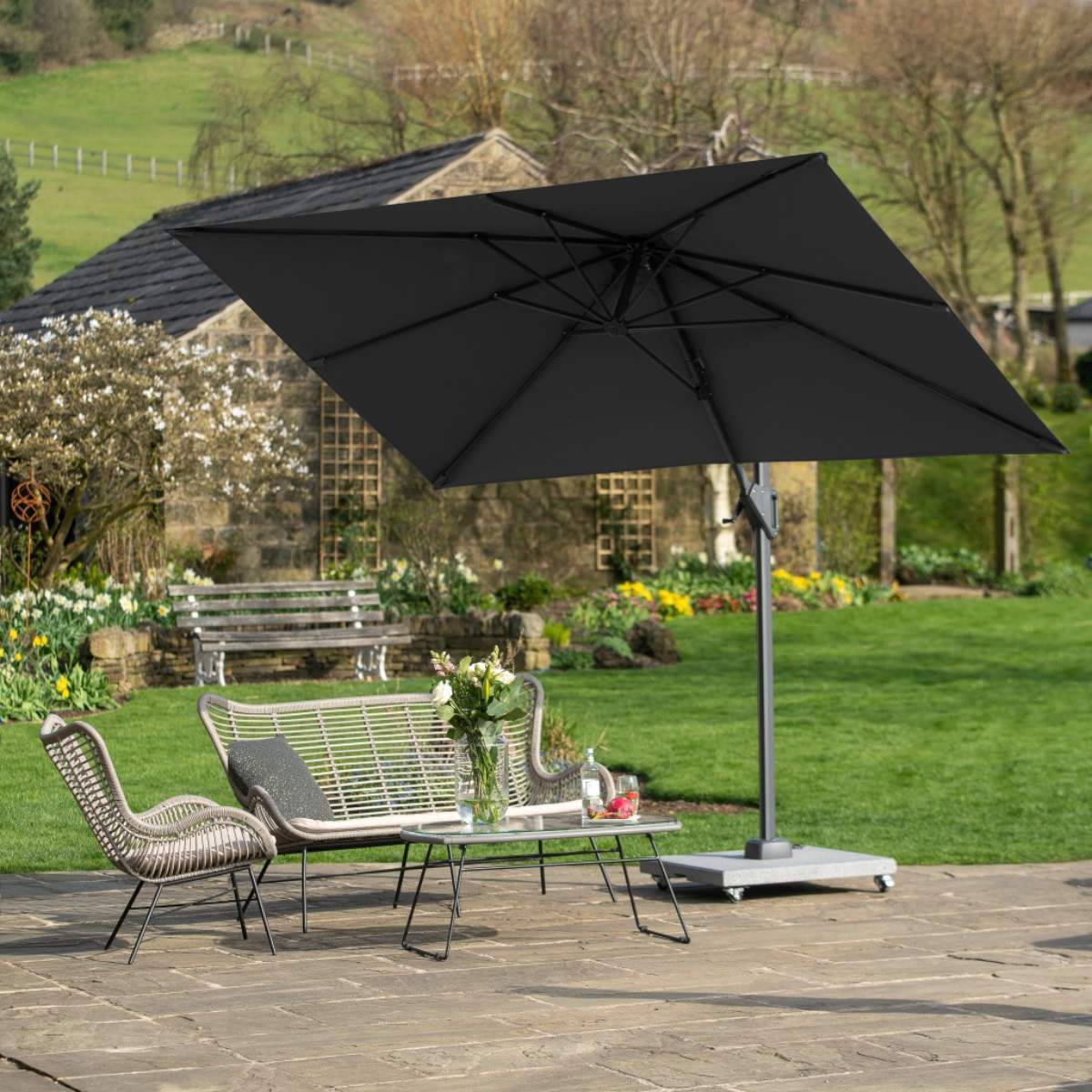 Pacific Lifestyle Voyager T1 3m x 2m Rectangular Anthracite Free Arm Parasol - Image 9