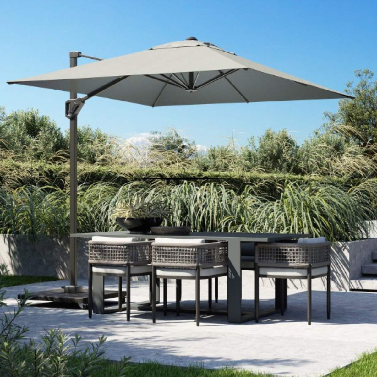 Pacific Lifestyle Voyager T1 3m x 2m Rectangular Luna Grey Free Arm Parasol - Image 11