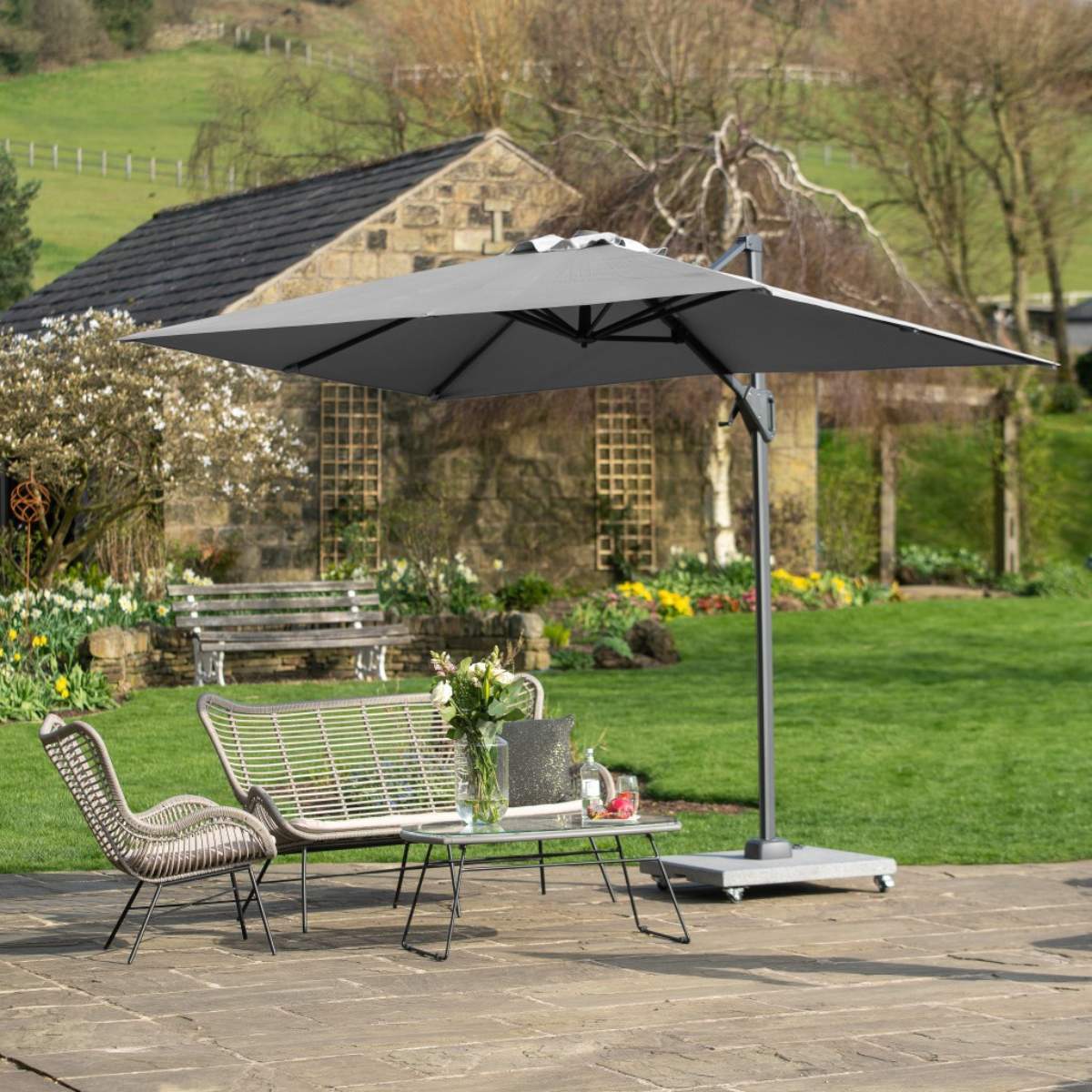 Pacific Lifestyle Voyager T1 3m x 2m Rectangular Luna Grey Free Arm Parasol - Image 8