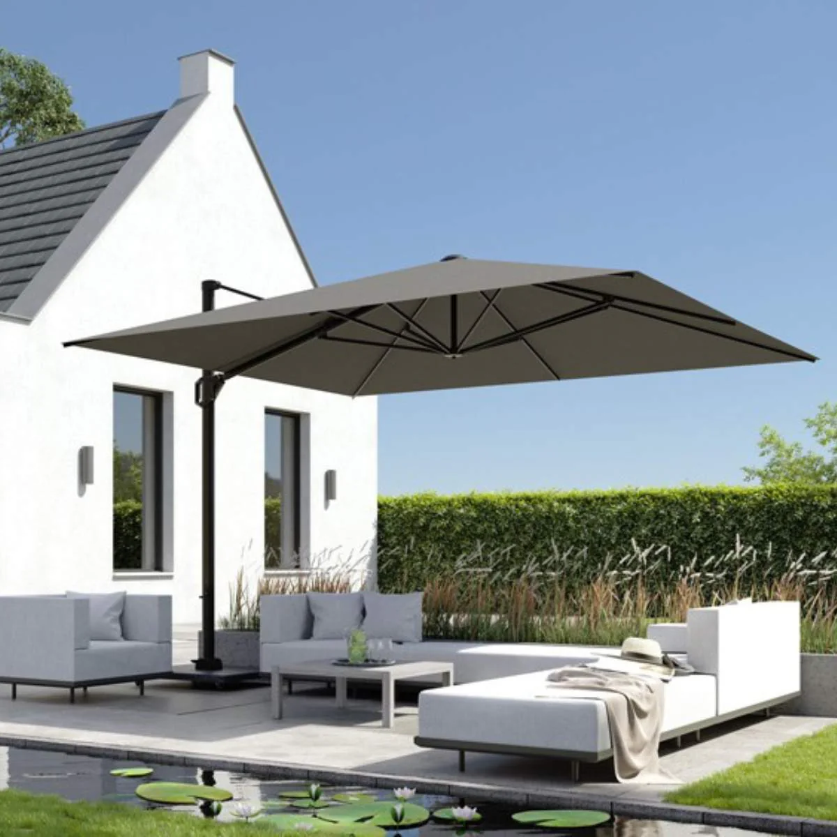 Pacific Lifestyle Voyager T1 3m x 2m Rectangular Taupe Free Arm Parasol - Image 10