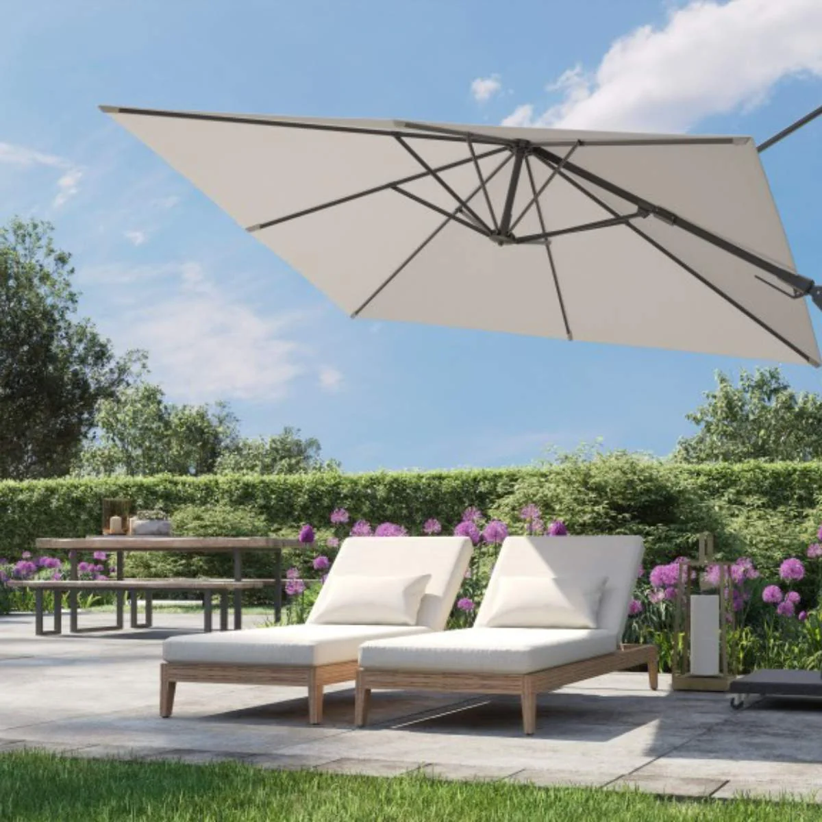 Pacific Lifestyle Voyager T2 2.7m Square Luna Grey Free Arm Parasol - Image 12