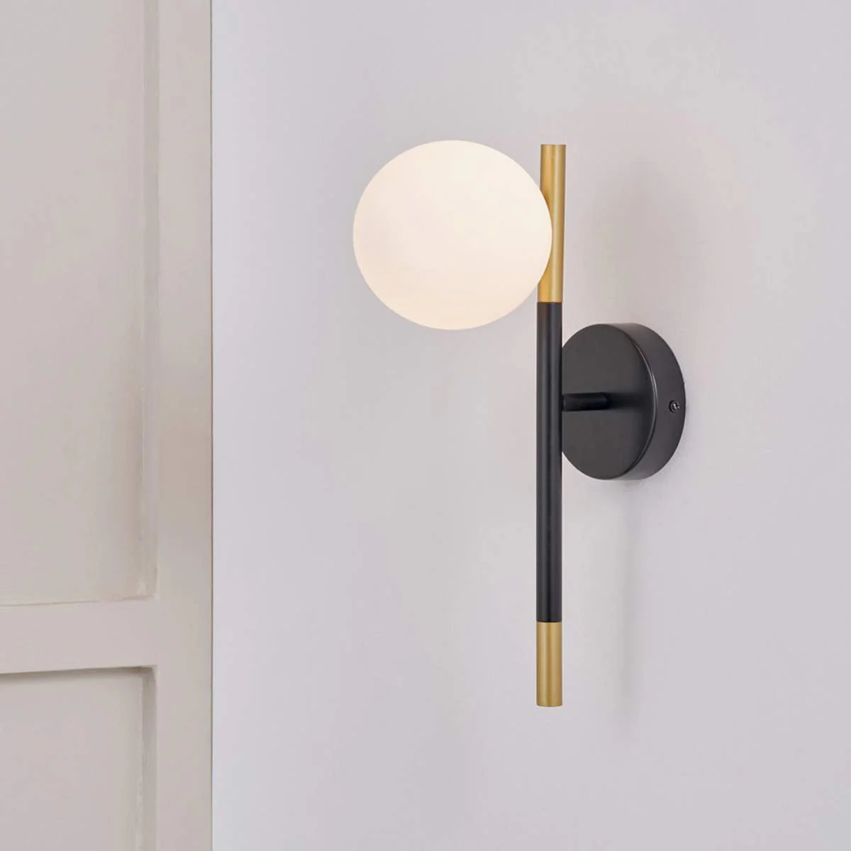 Pacific Lifestyle Wanda White Orb and Black Metal Wall Light - Image 11