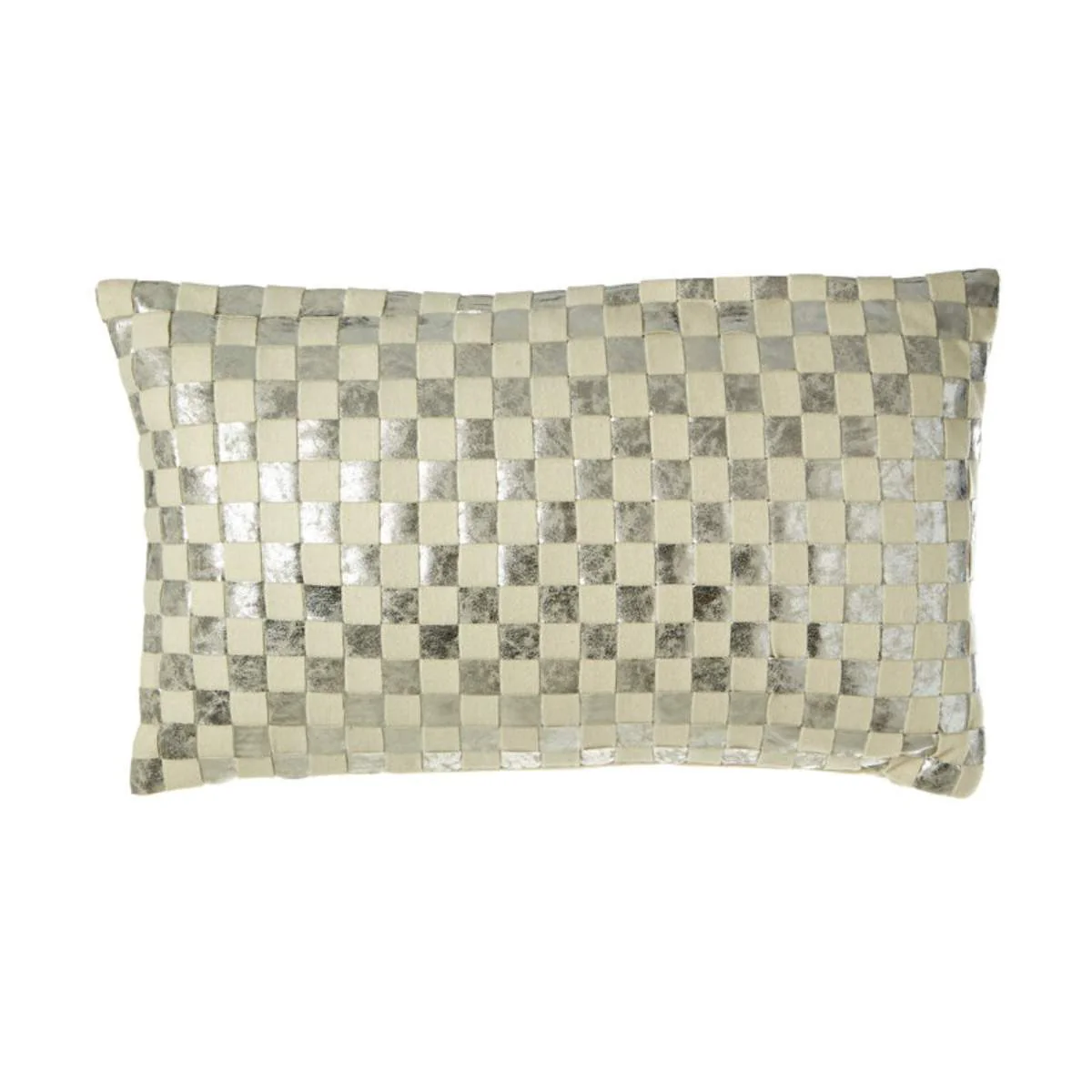 Beaumonde Home Bosie Kensington Townhouse Rectangular Ivory And Silver Check Cushion