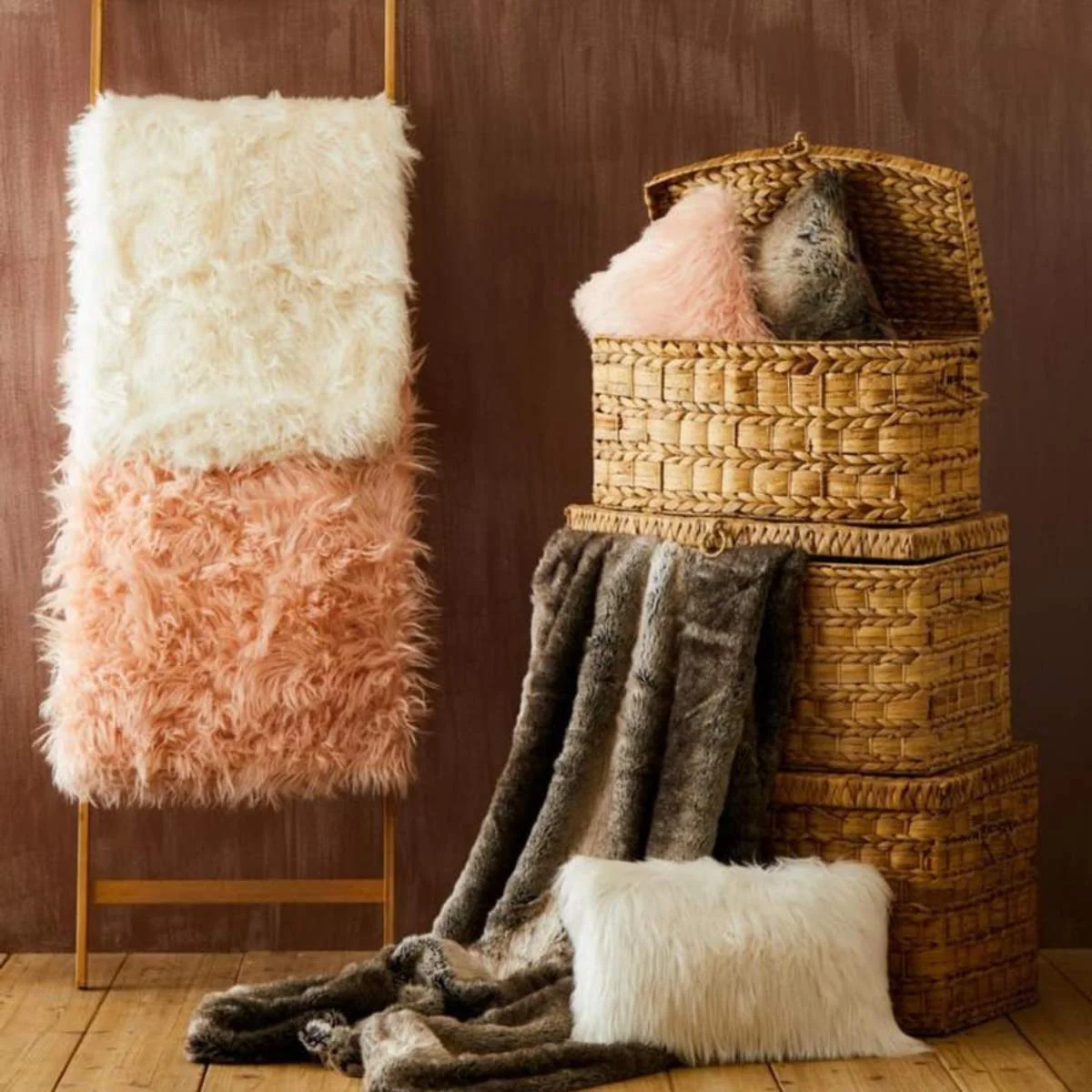 Beaumonde Home Bosie Lamina Cream Fur Throw - Image 6