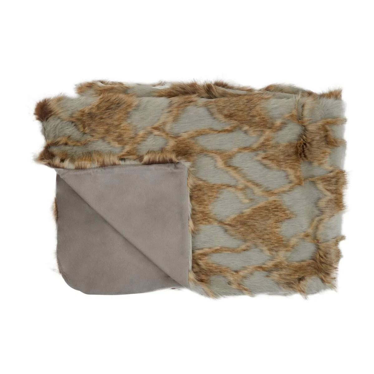 Beaumonde Home Bosie Lamina Grey And Natural Fur Throw