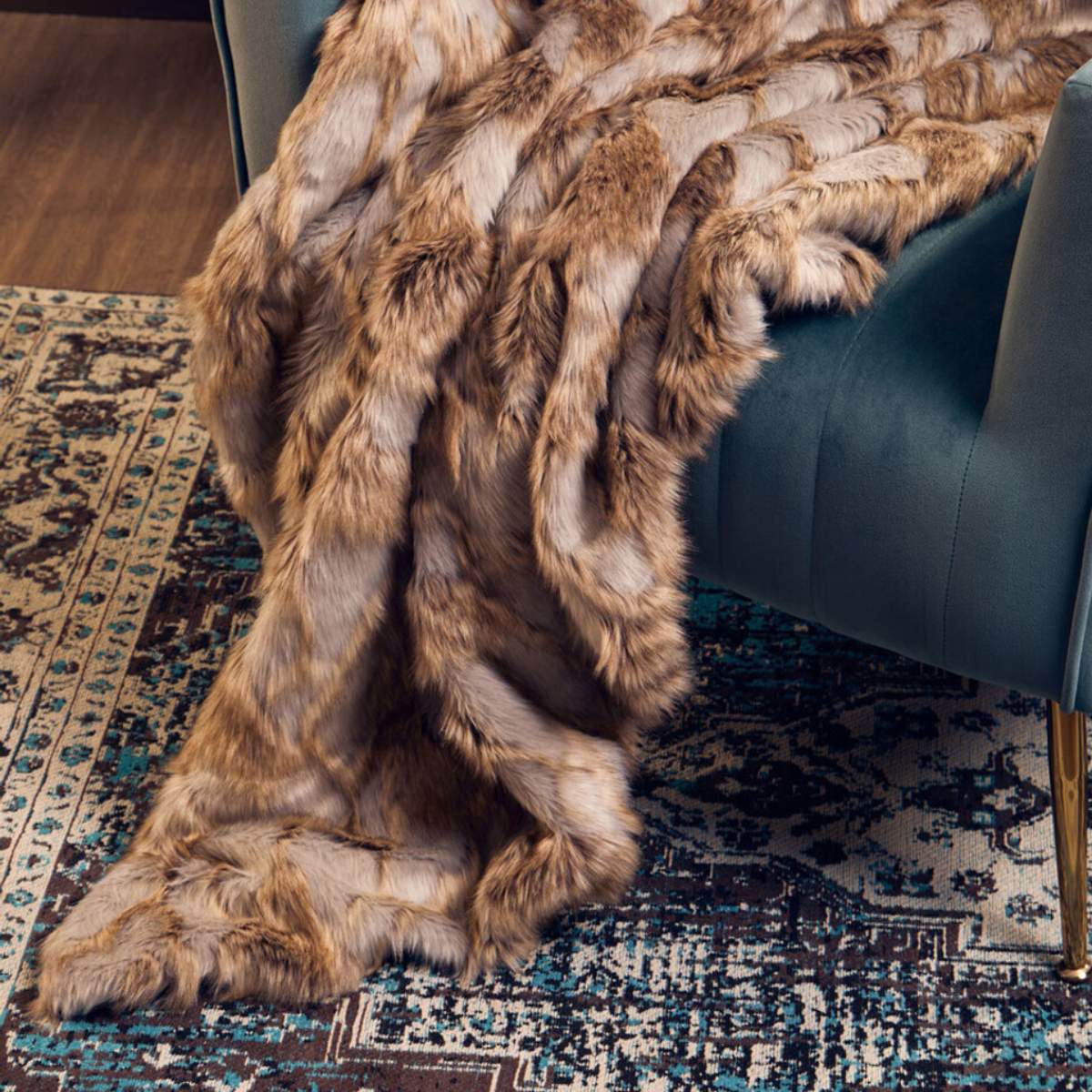 Beaumonde Home Bosie Lamina Grey And Natural Fur Throw - Image 8