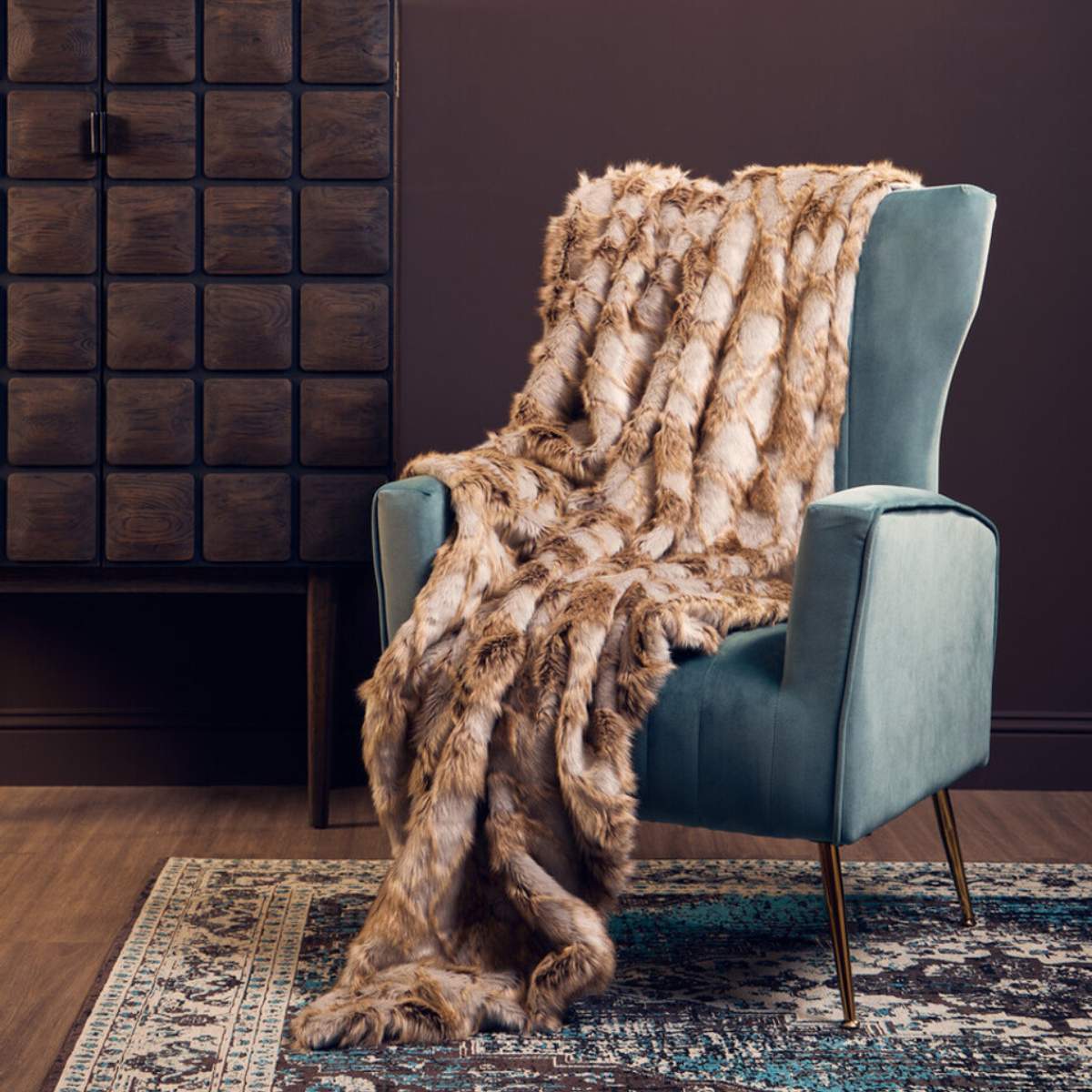 Beaumonde Home Bosie Lamina Grey And Natural Fur Throw - Image 9