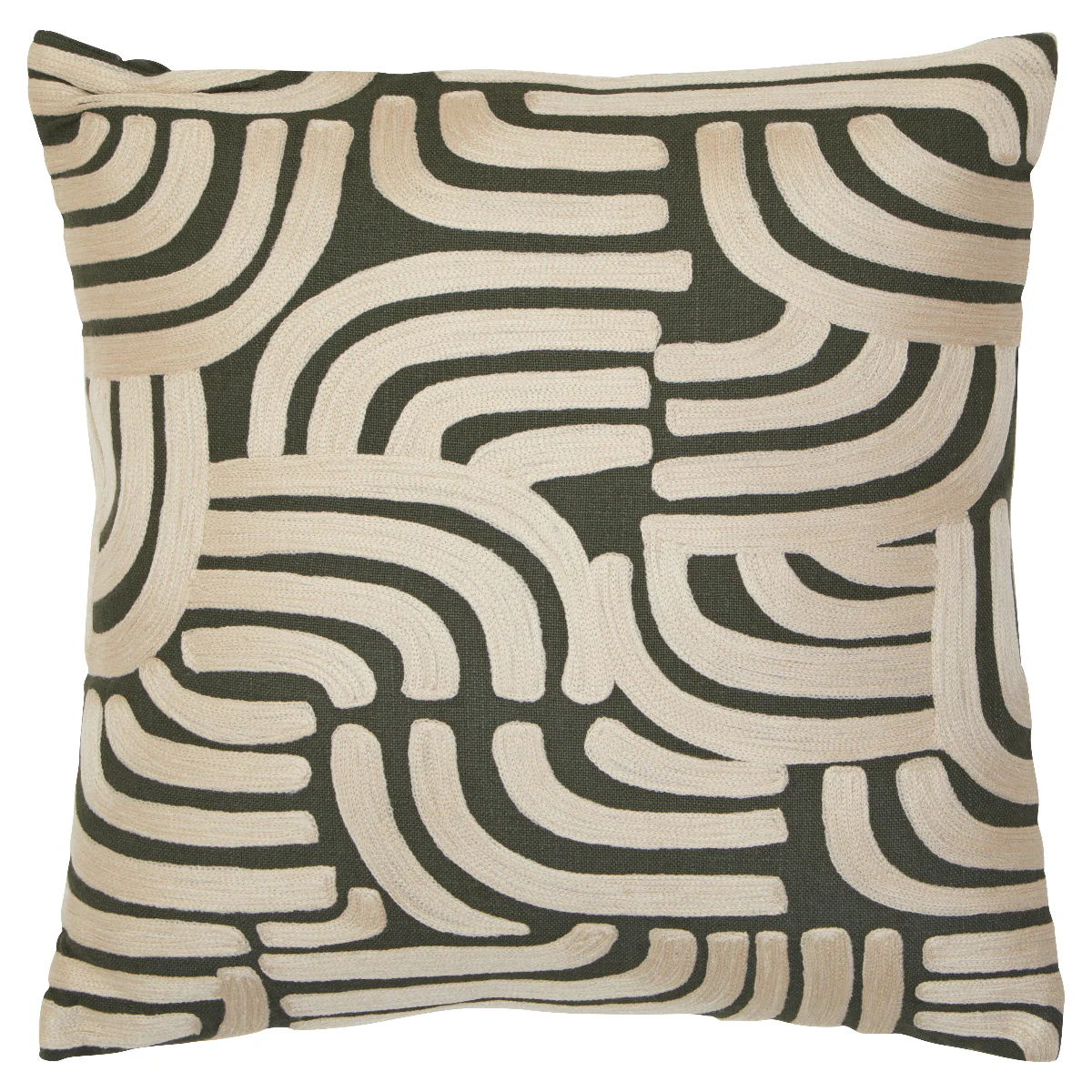 Beaumonde Home Bosie Ozella Natural And Green Cushion