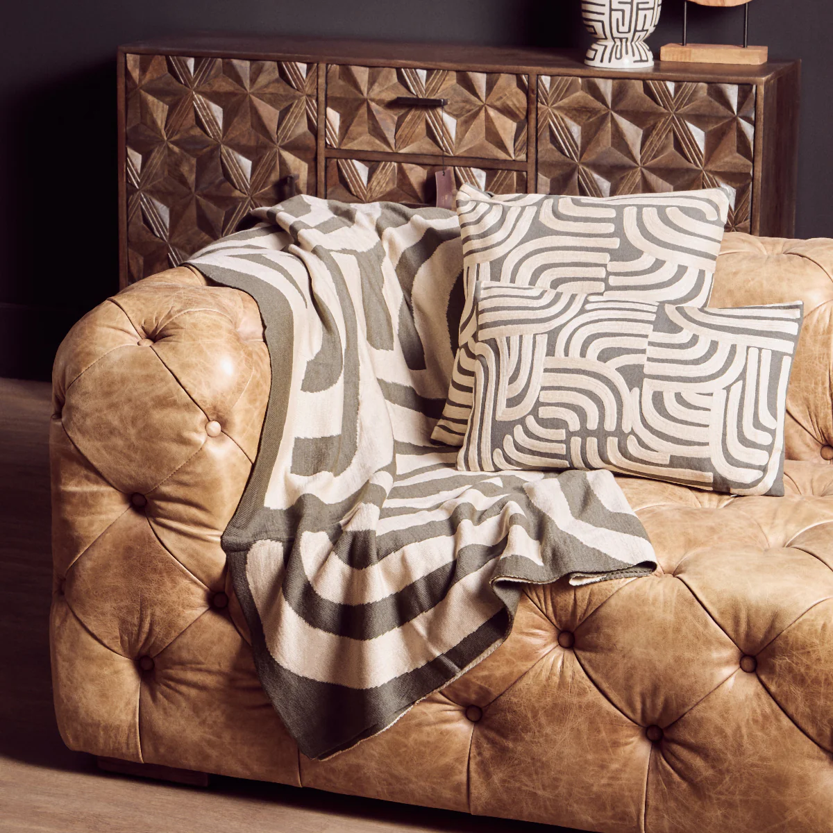 Beaumonde Home Bosie Ozella Natural And Green Cushion - Image 12
