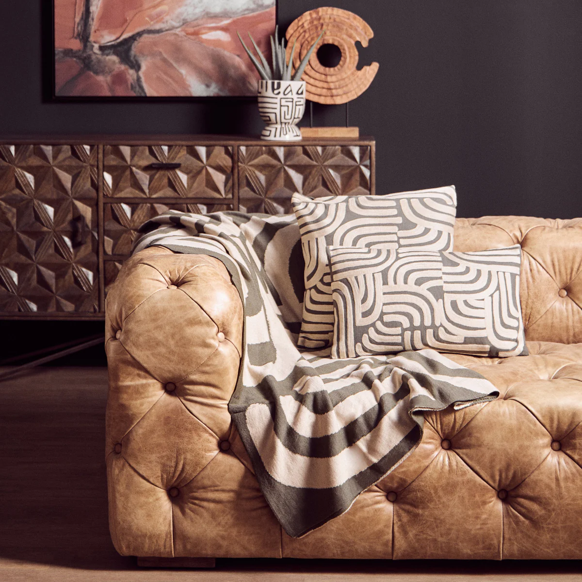 Beaumonde Home Bosie Ozella Natural And Green Cushion - Image 13