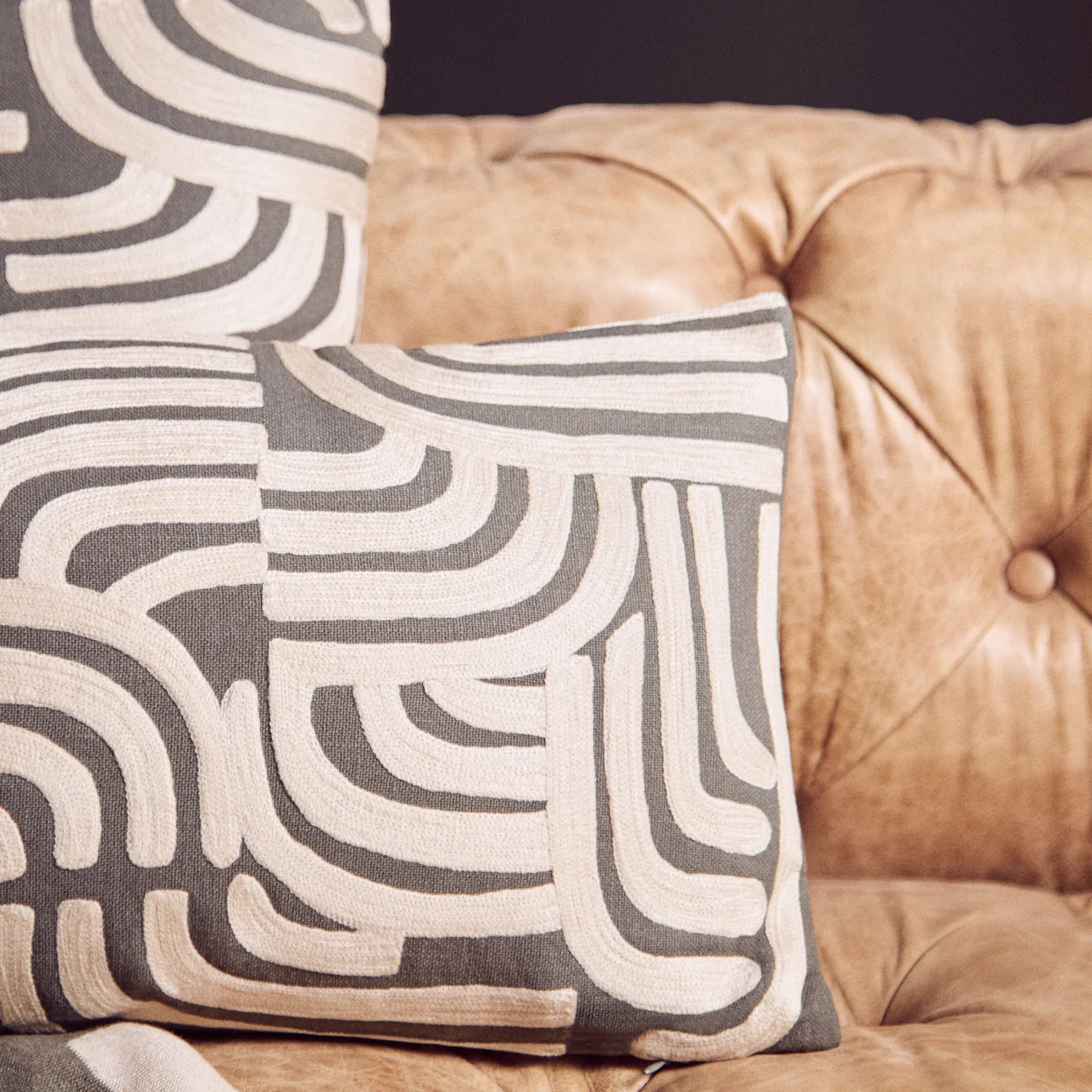 Beaumonde Home Bosie Ozella Natural And Green Cushion - Image 8