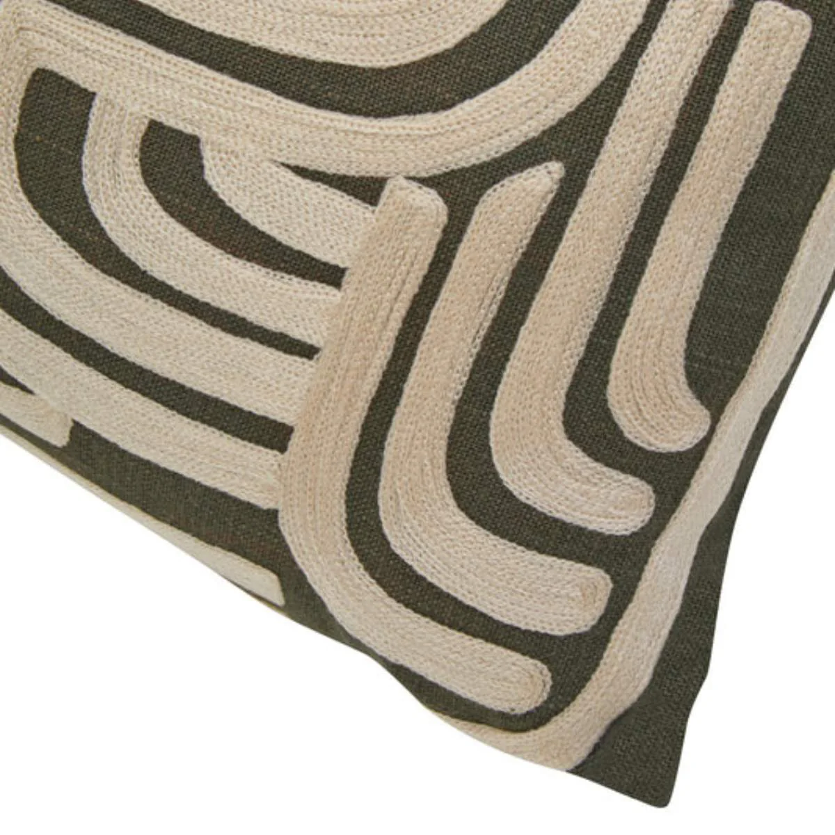 Beaumonde Home Bosie Ozella Natural And Green Rectangular Cushion - Image 2