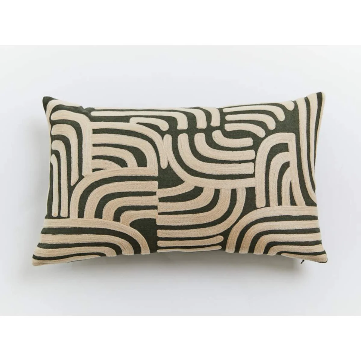 Beaumonde Home Bosie Ozella Natural And Green Rectangular Cushion - Image 3