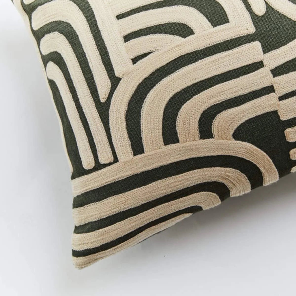 Beaumonde Home Bosie Ozella Natural And Green Rectangular Cushion - Image 6