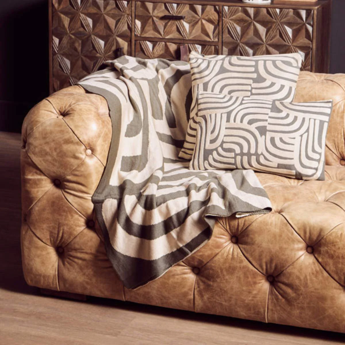 Beaumonde Home Bosie Ozella Natural And Green Throw - Image 12