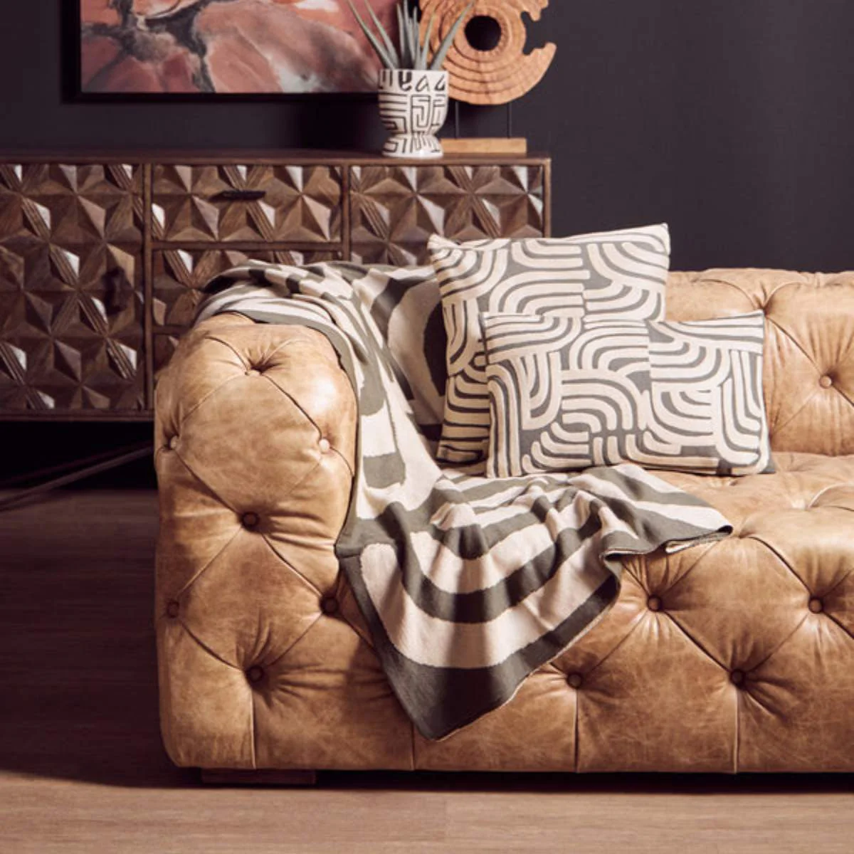 Beaumonde Home Bosie Ozella Natural And Green Throw - Image 13