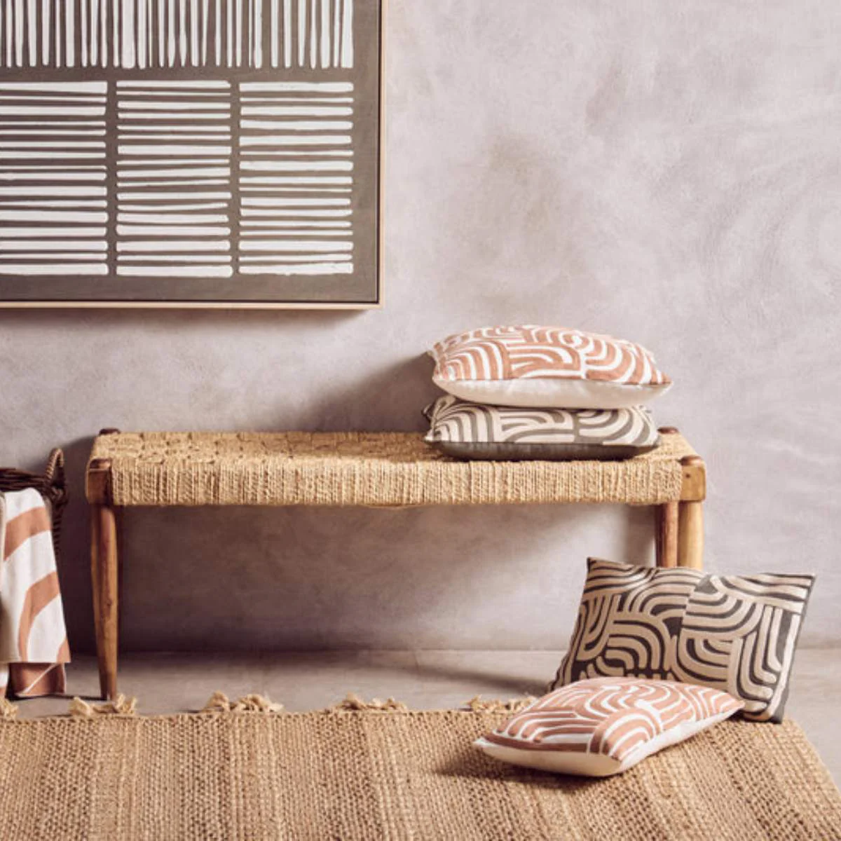 Beaumonde Home Bosie Ozella Natural And Terracotta Cushion - Image 11