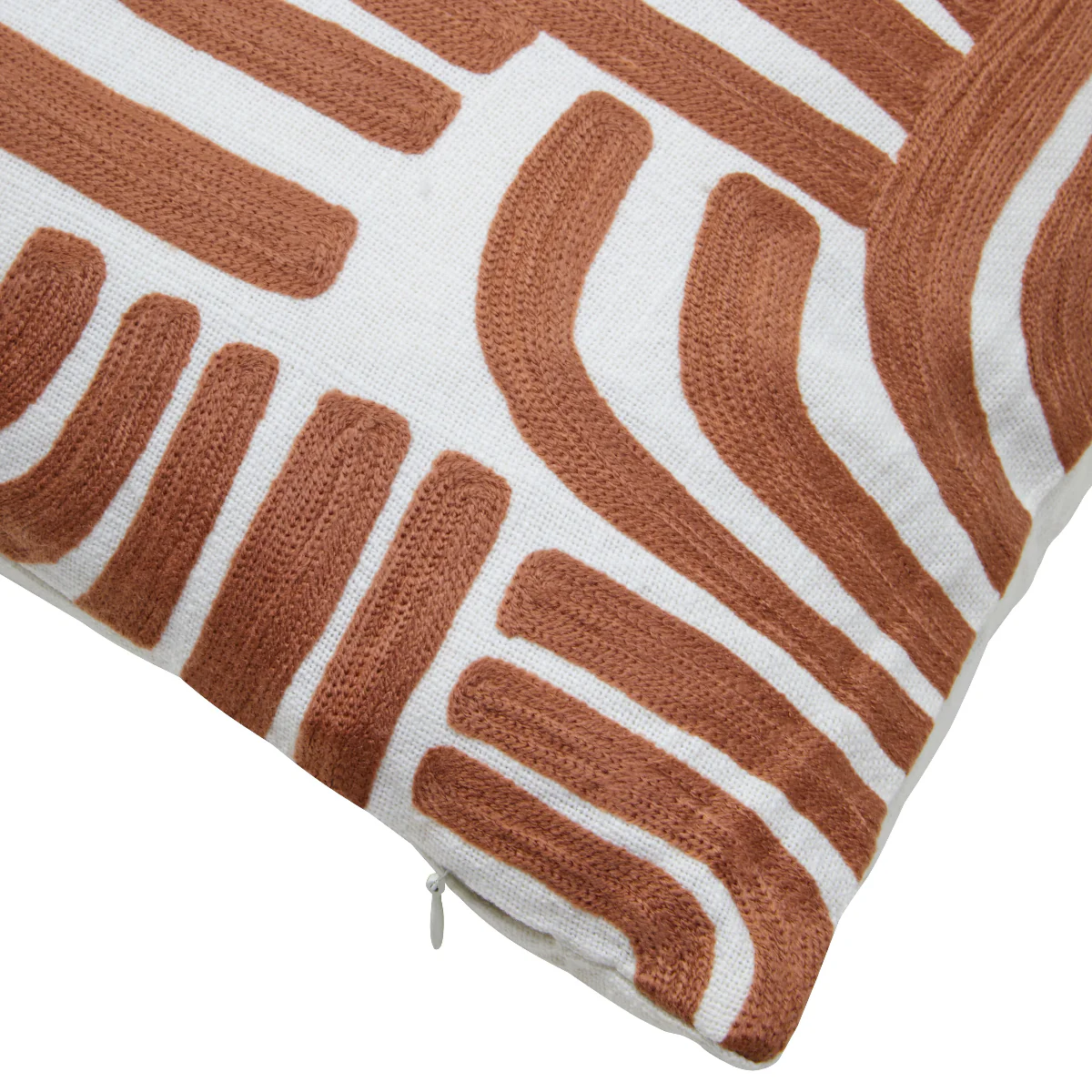 Beaumonde Home Bosie Ozella Natural And Terracotta Square Cushion - Image 4