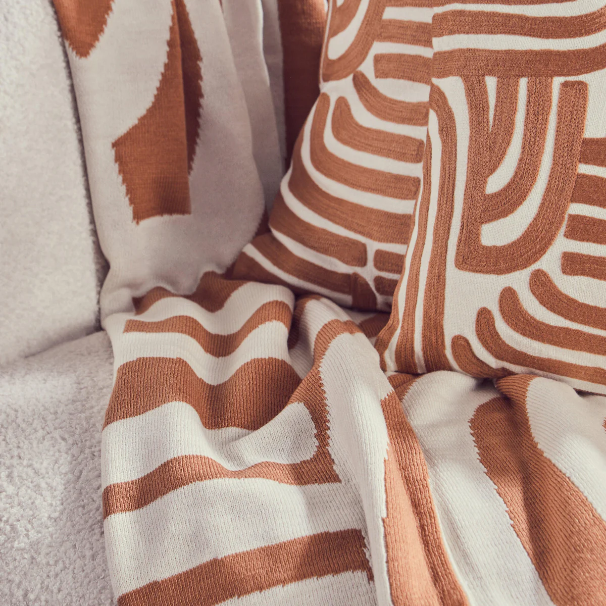 Beaumonde Home Bosie Ozella Natural And Terracotta Square Cushion - Image 7