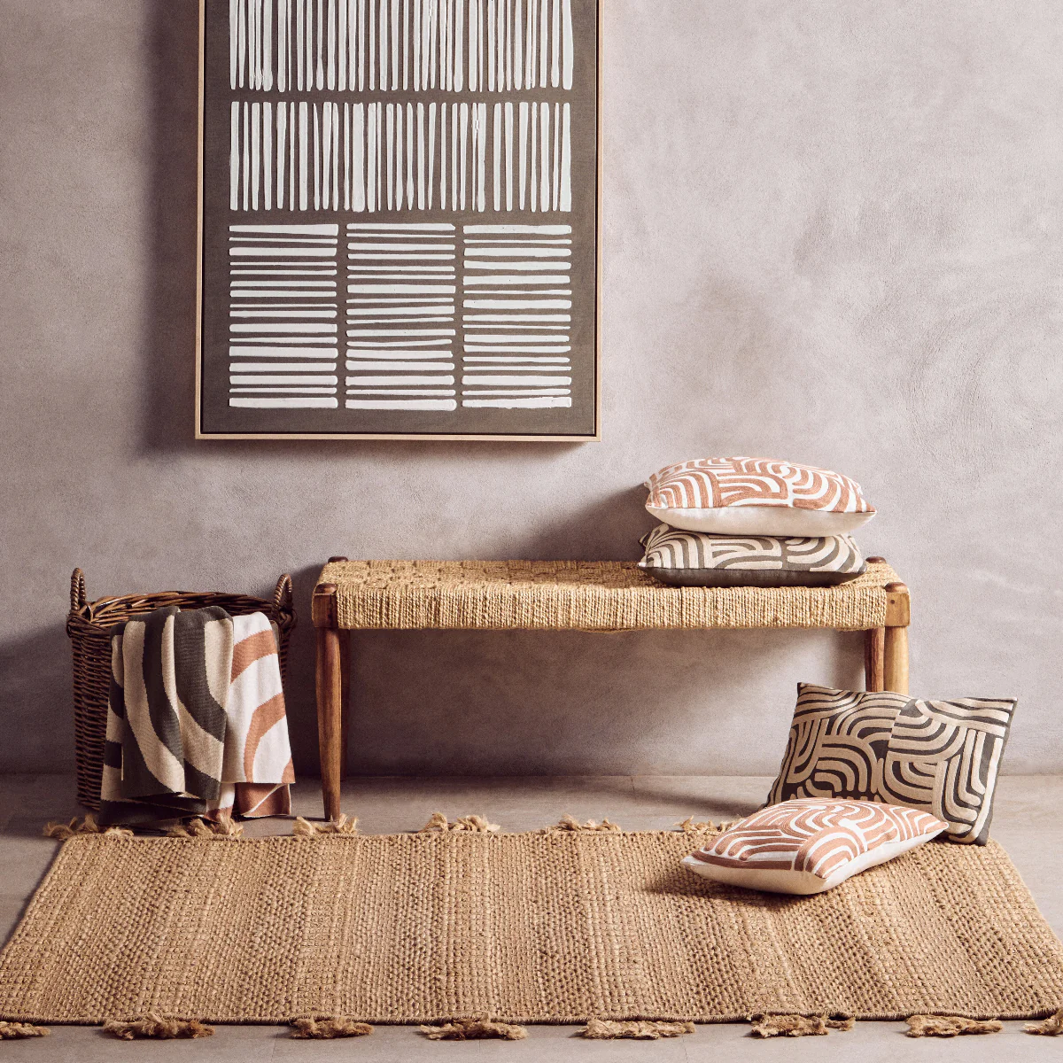 Beaumonde Home Bosie Ozella Natural And Terracotta Square Cushion - Image 8