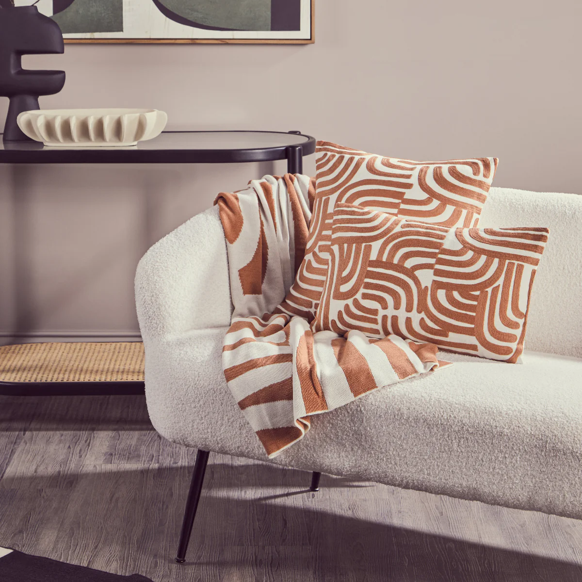 Beaumonde Home Bosie Ozella Natural And Terracotta Square Cushion - Image 9