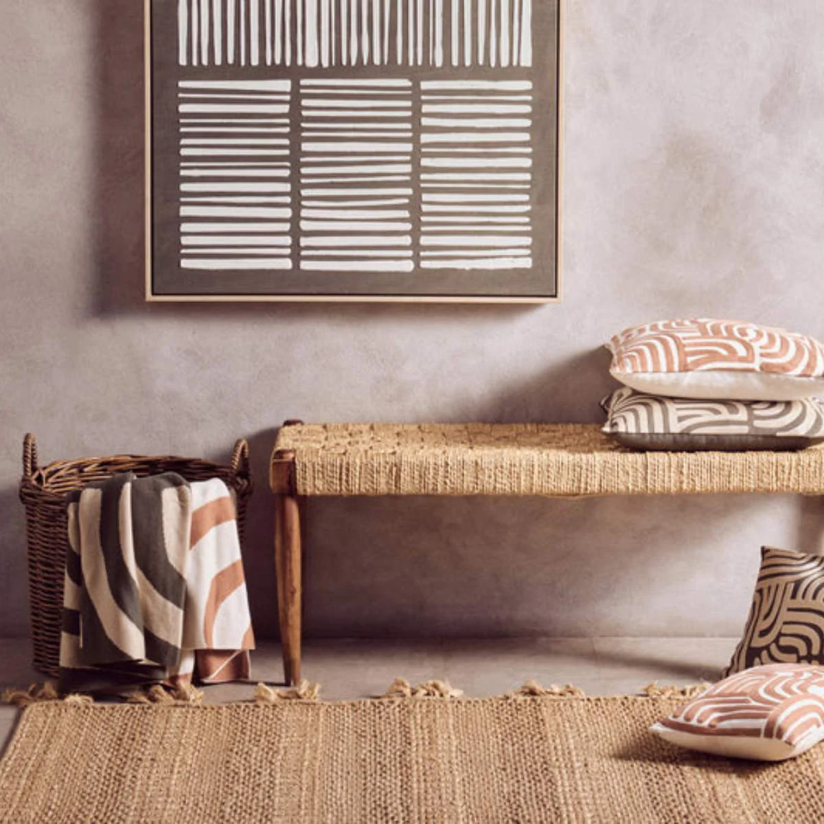 Beaumonde Home Bosie Ozella Natural And Terracotta Throw - Image 10