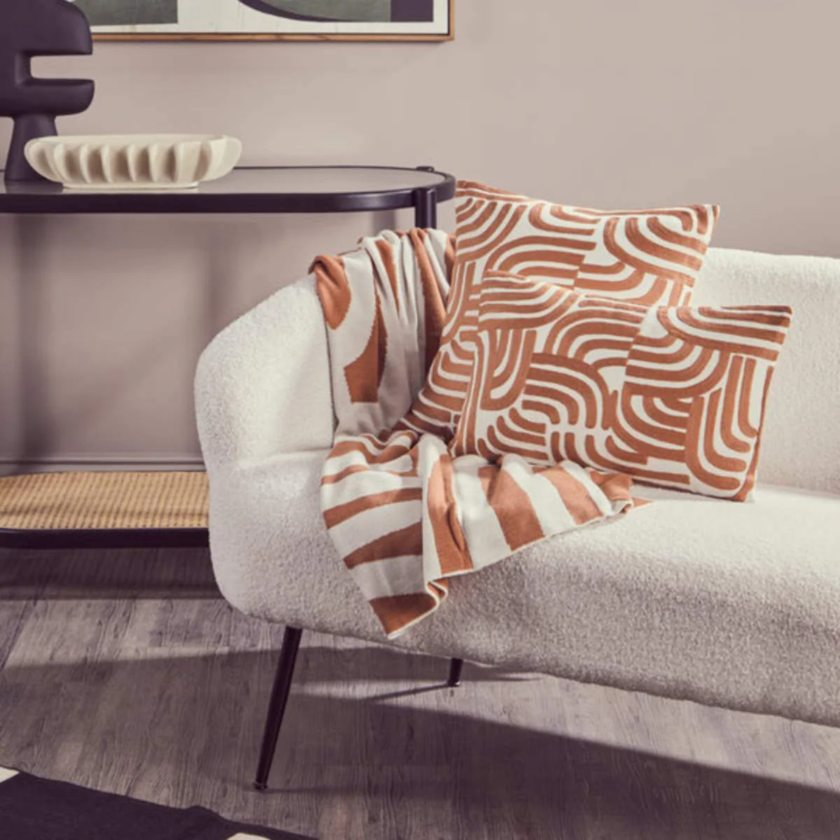 Beaumonde Home Bosie Ozella Natural And Terracotta Throw - Image 11