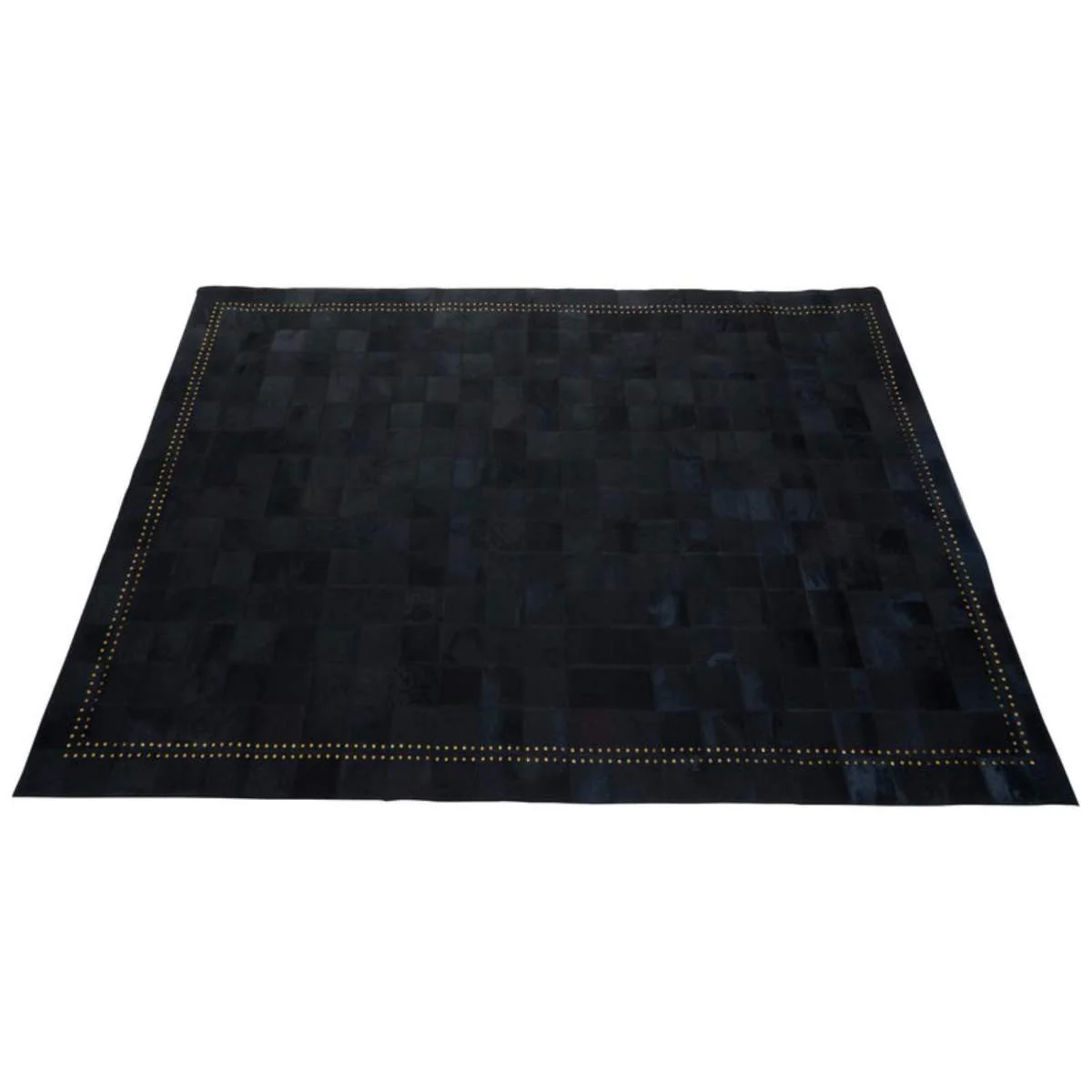 Beaumonde Home Bosie Safira Large Black Patchwork Leather Rug With Gold Studs - Image 2