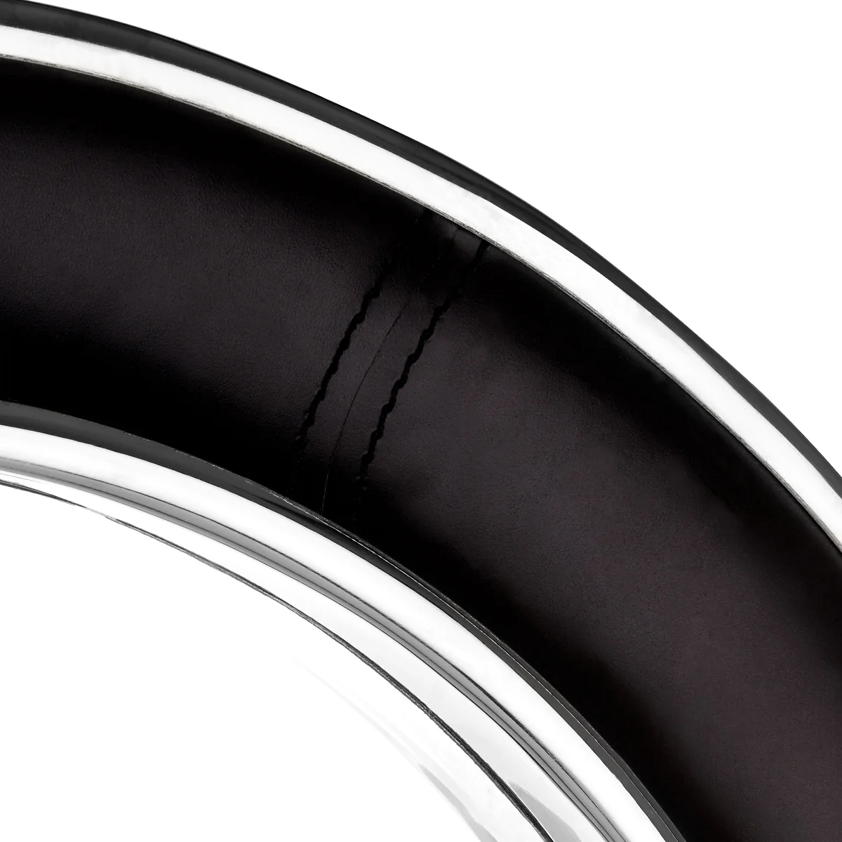 Beaumonde Home Churchill Black Genuine Leather Wide Rim Wall Mirror - Image 3