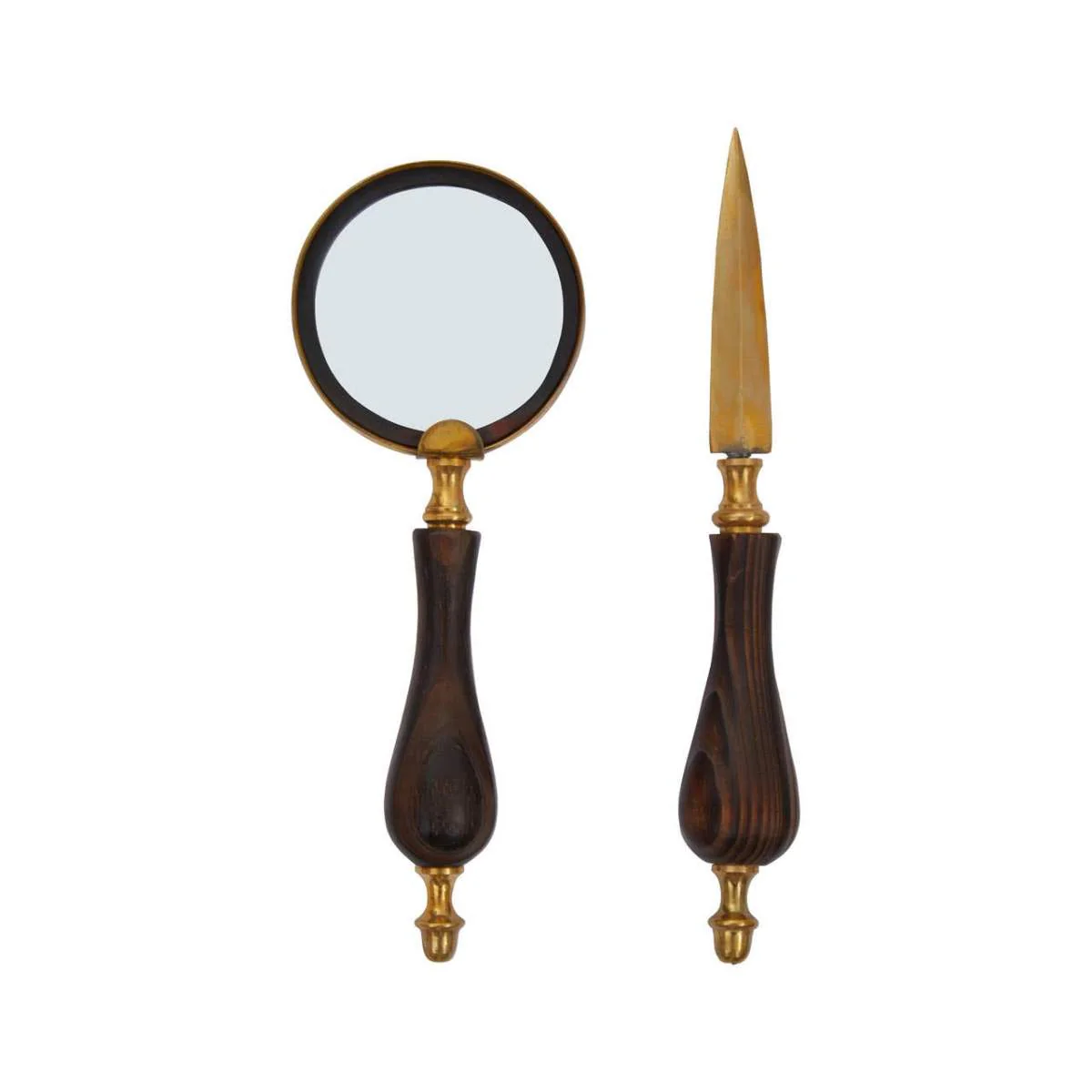 Beaumonde Home Churchill Brown Mango Wood Magnifying Glass and Letter Opener - Image 3