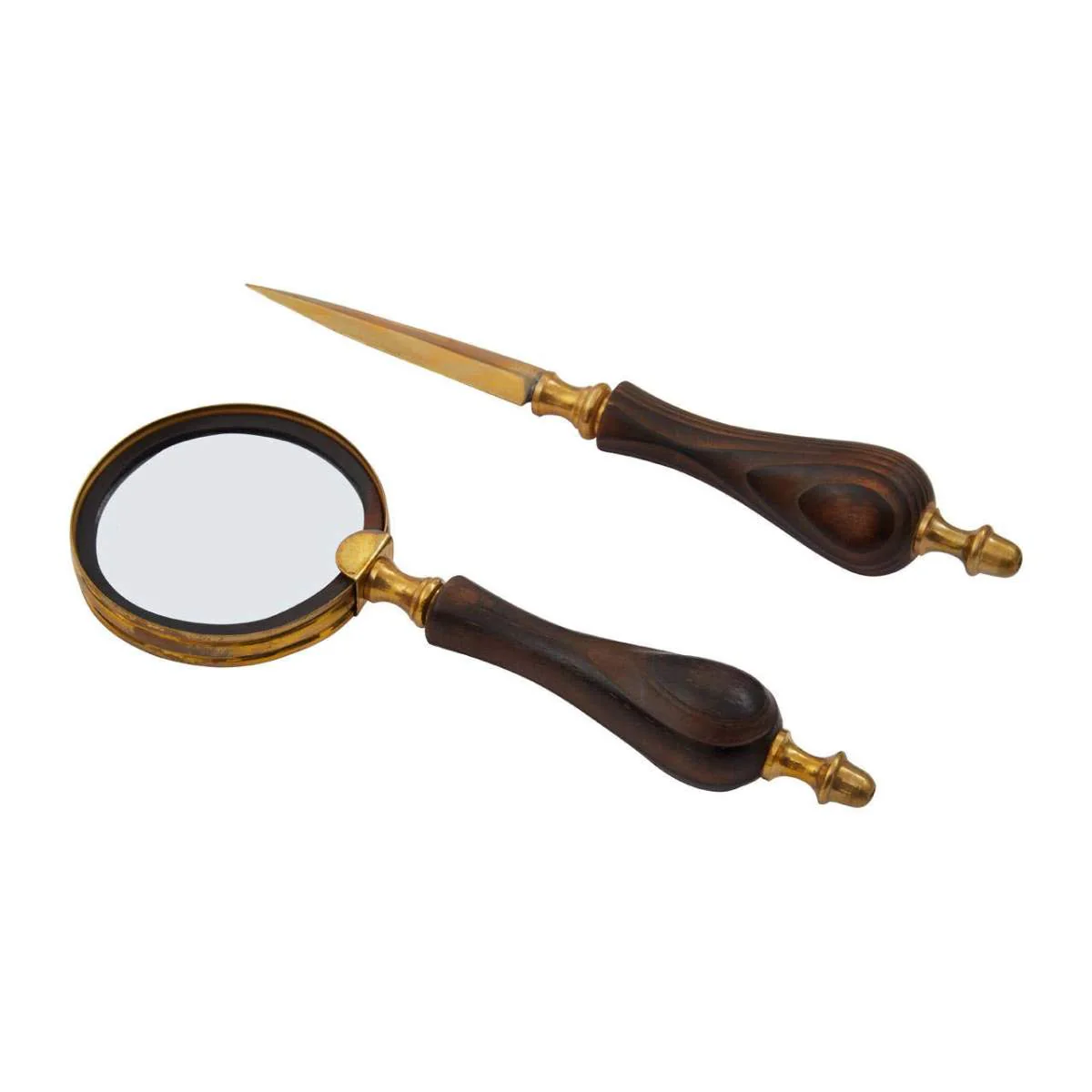 Beaumonde Home Churchill Brown Mango Wood Magnifying Glass and Letter Opener - Image 4