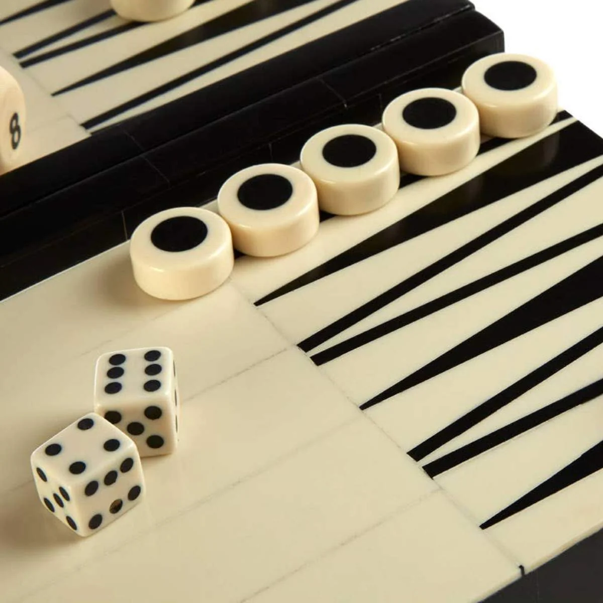 Beaumonde Home Churchill Games Black and White Foldable Backgammon Set - Image 5