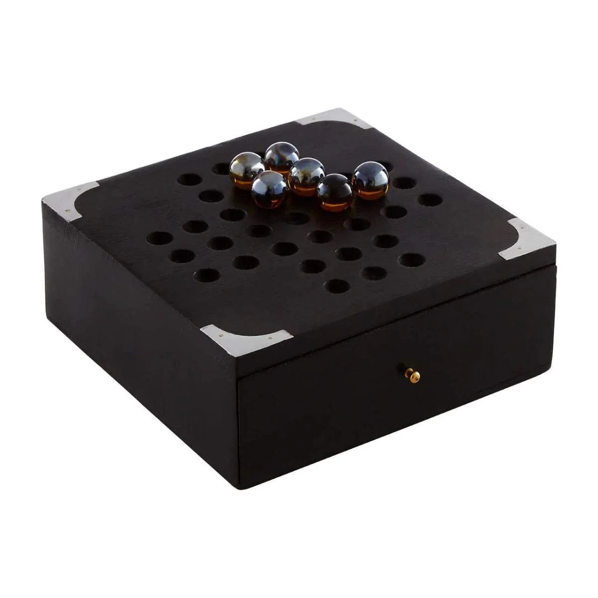 Beaumonde Home Churchill Games Black Sheesham Wood Solitaire Games Box - Image 4