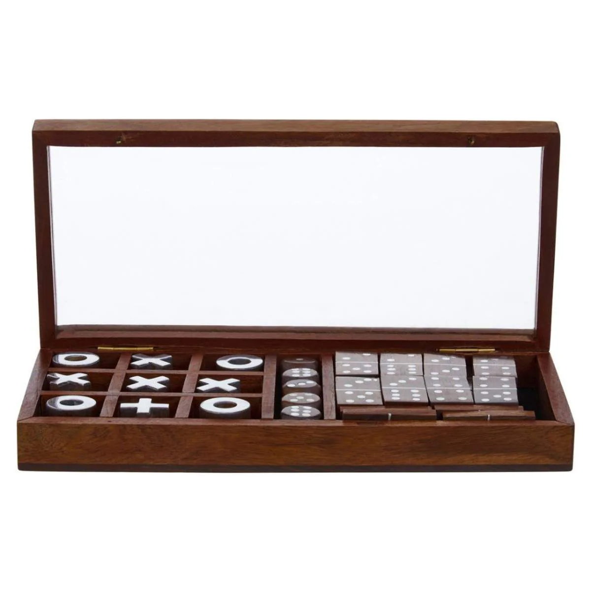 Beaumonde Home Churchill Games Brown Sheesham Wood Multi Game Set