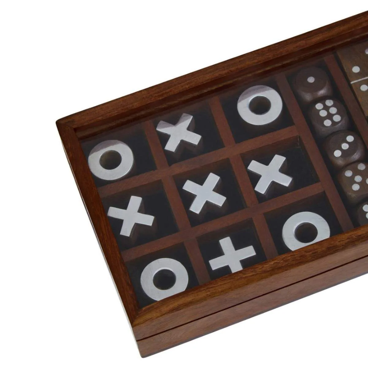 Beaumonde Home Churchill Games Brown Sheesham Wood Multi Game Set - Image 3