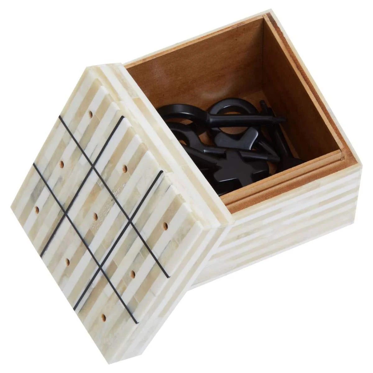 Beaumonde Home Churchill Games Cream and Black Bone Noughts & Crosses - Image 3