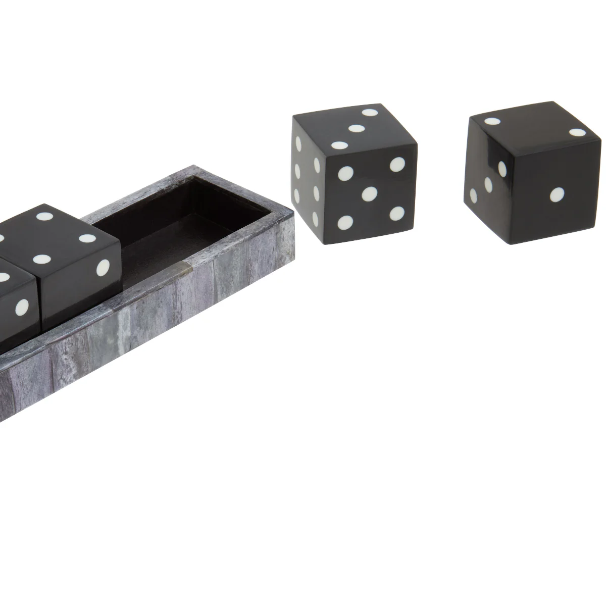Beaumonde Home Churchill Games Grey Bone Dice Set With Black Dice - Image 4
