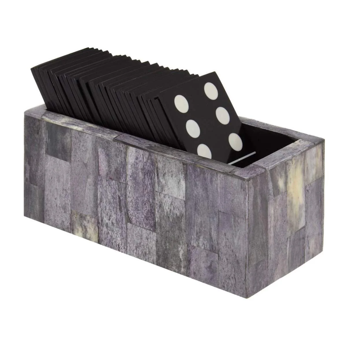 Beaumonde Home Churchill Games Grey Bone Domino Set with Black Dominoes