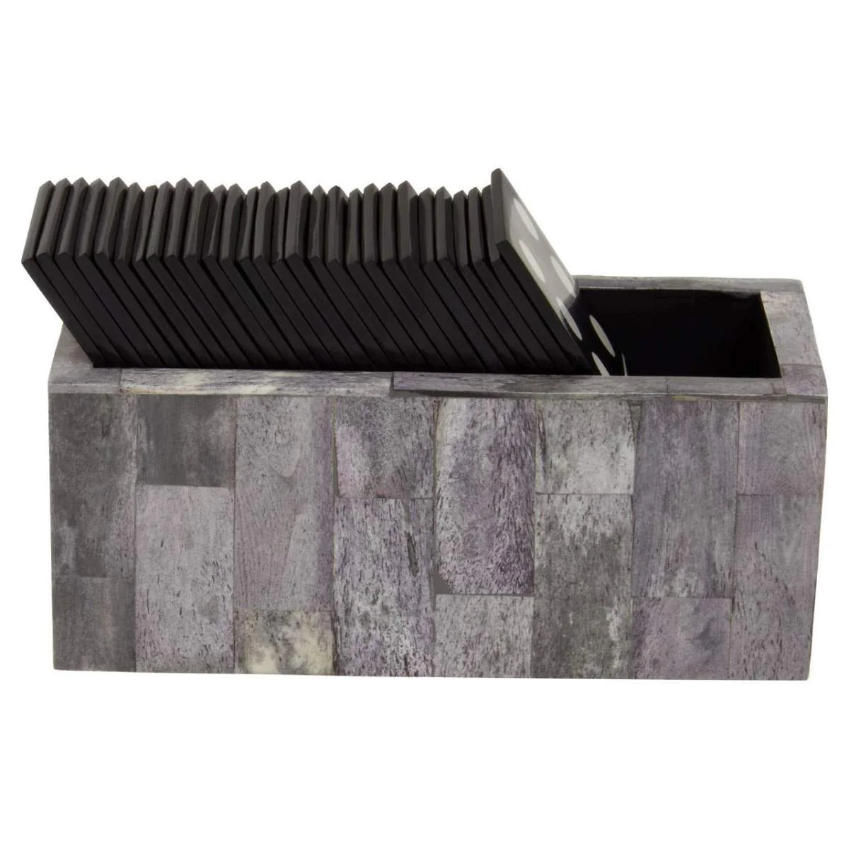 Beaumonde Home Churchill Games Grey Bone Domino Set with Black Dominoes - Image 2