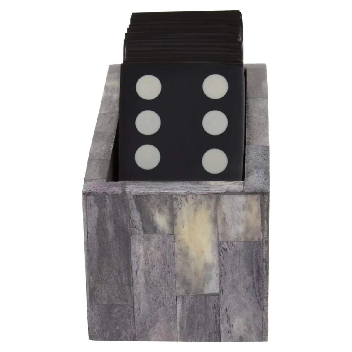 Beaumonde Home Churchill Games Grey Bone Domino Set with Black Dominoes - Image 3