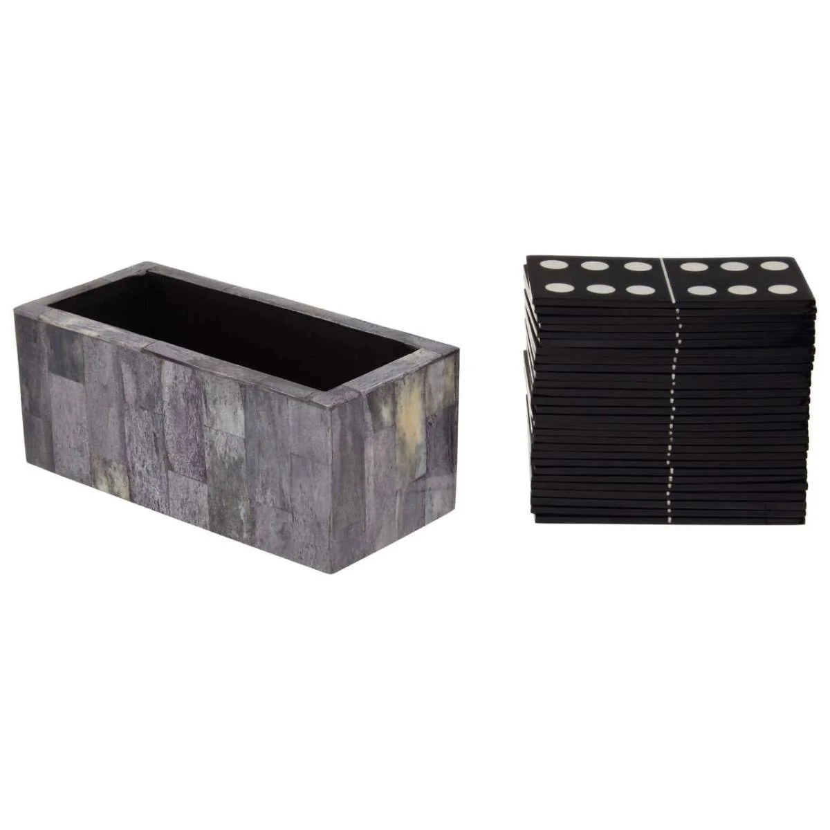 Beaumonde Home Churchill Games Grey Bone Domino Set with Black Dominoes - Image 4