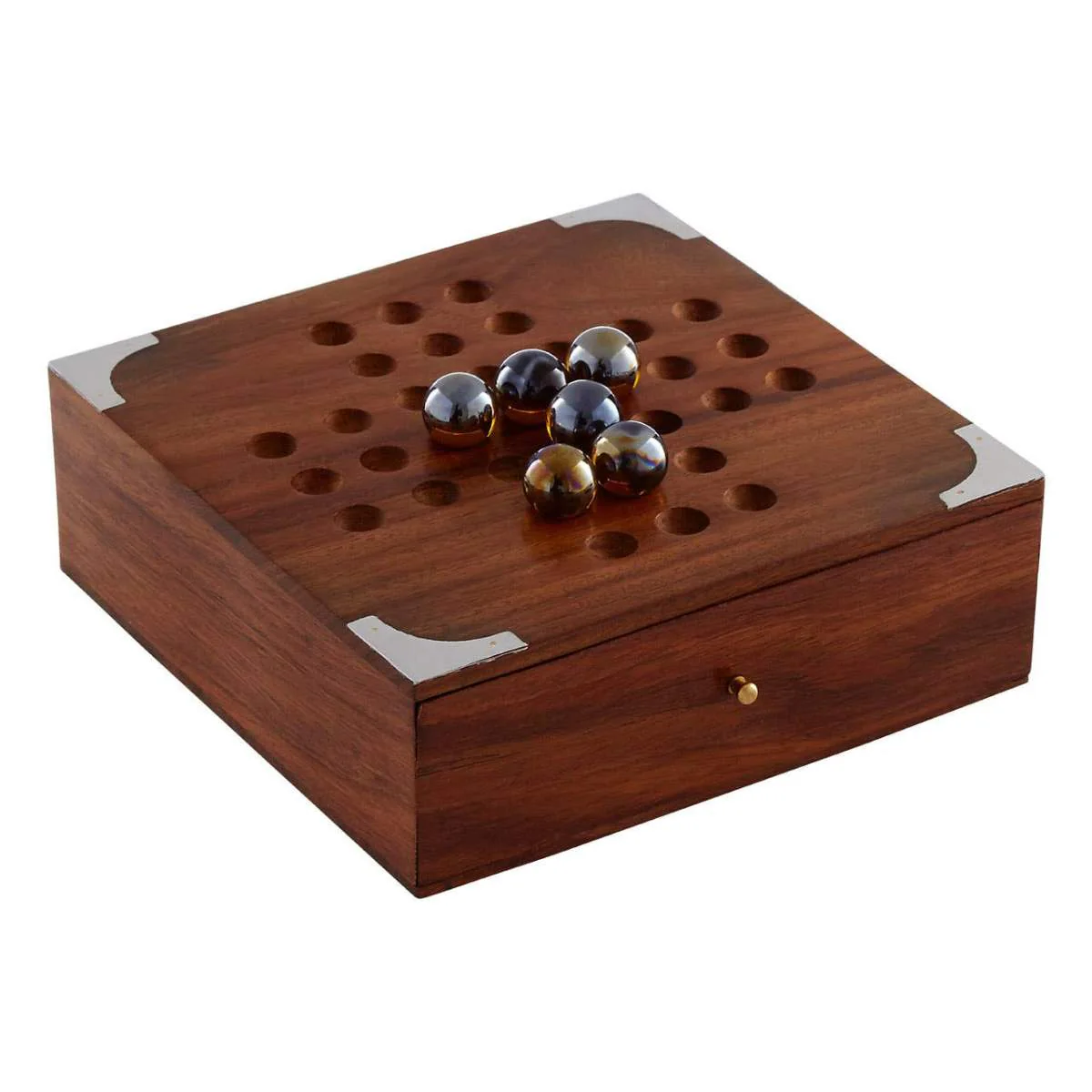 Beaumonde Home Churchill Games Sheesham Wood Solitaire Game - Image 4