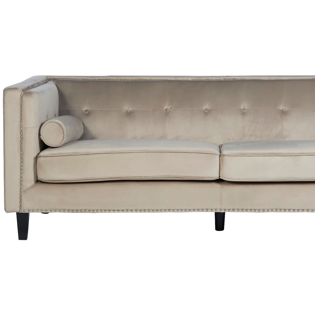 Beaumonde Home Felisa 3 Seat Mink Velvet Sofa.