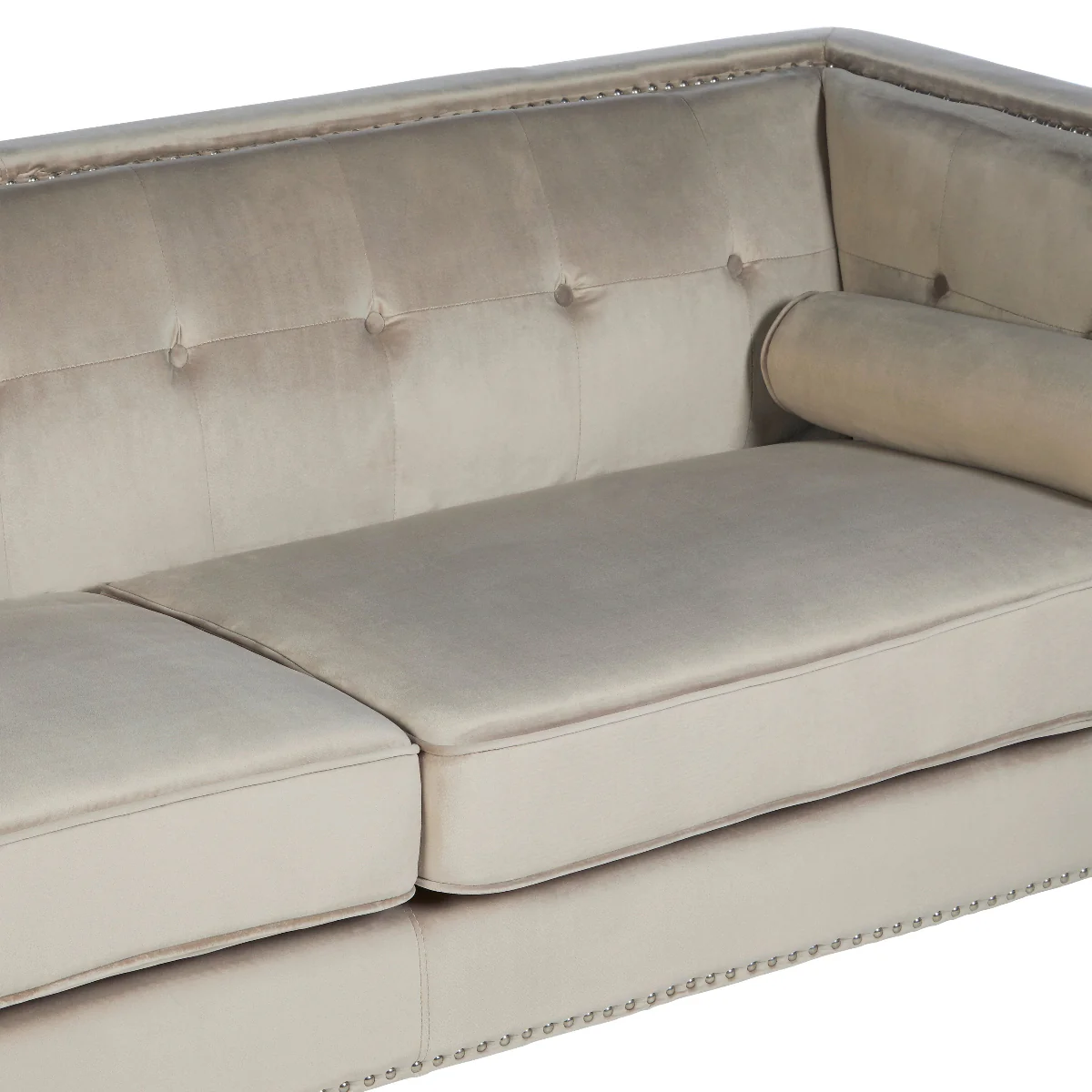 Beaumonde Home Felisa 3 Seat Mink Velvet Sofa. - Image 4