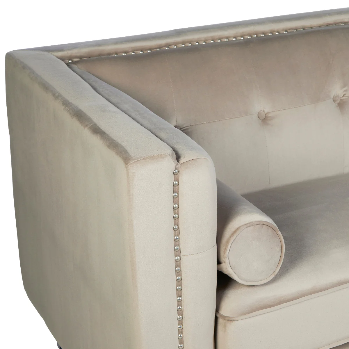 Beaumonde Home Felisa 3 Seat Mink Velvet Sofa. - Image 5