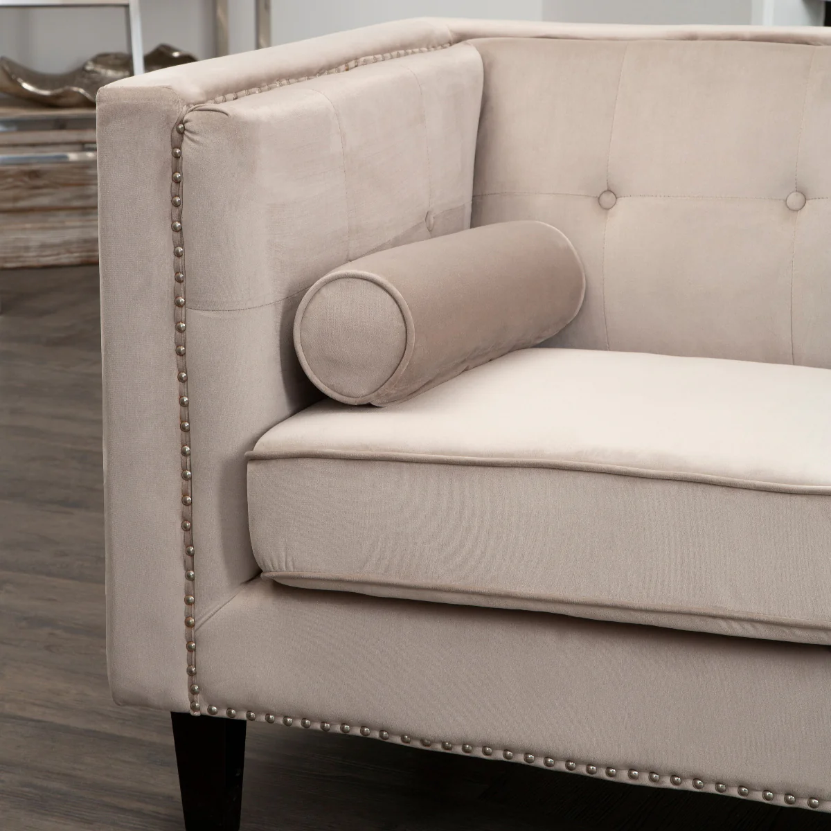 Beaumonde Home Felisa Two Seater Mink Velvet Sofa - Image 5