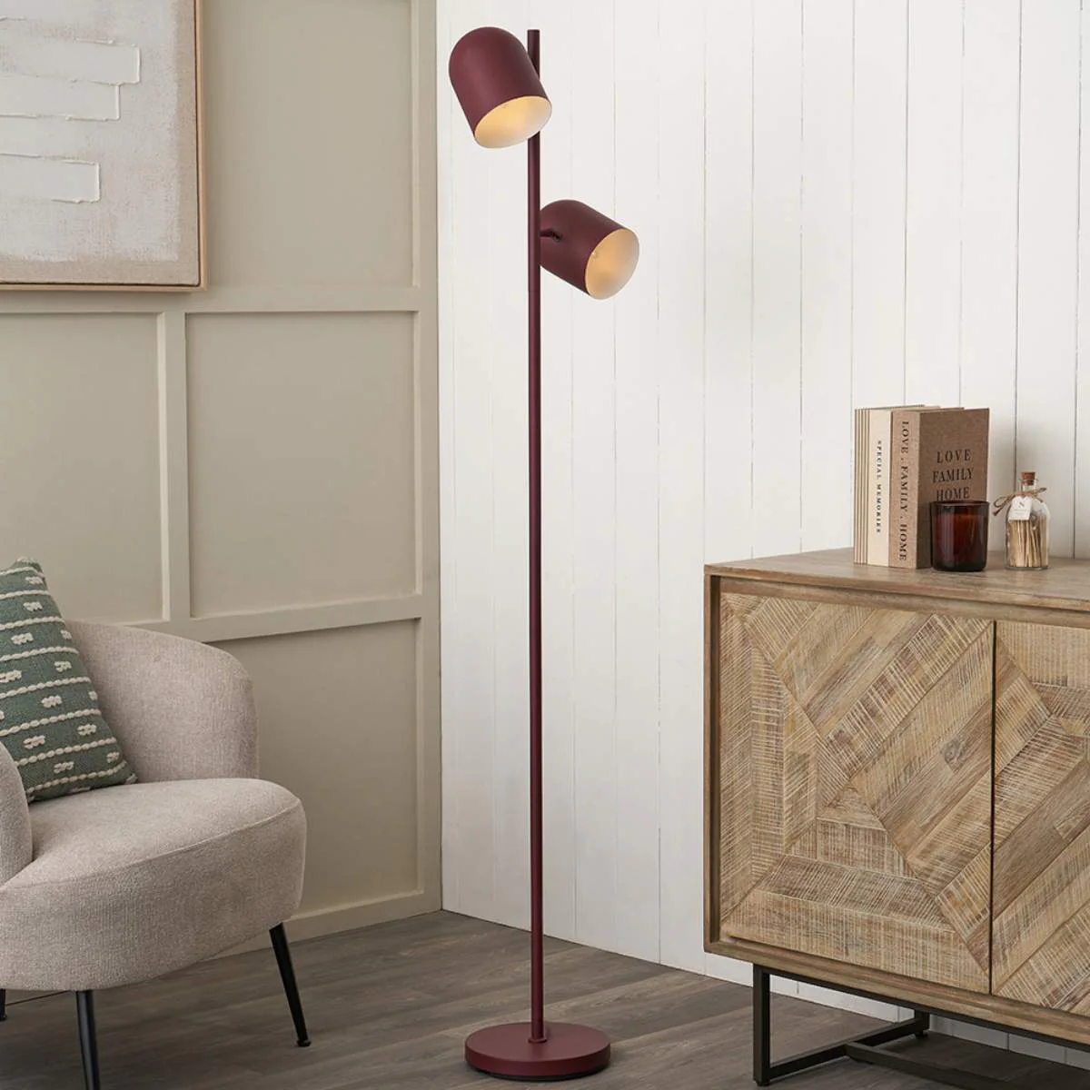 Pacific Lifestyle Finn Mulberry Metal Cloche Two Head Floor Lamp - Image 8